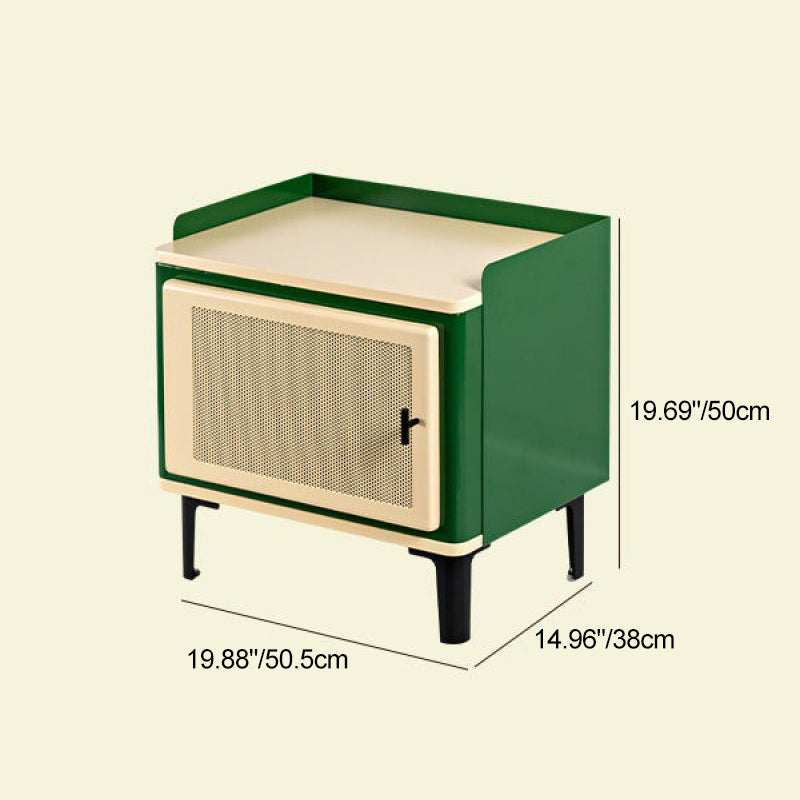 Contemporary Scandinavian Rectangular Square Wood Panel Nightstand 1-Cabinet For Bedroom