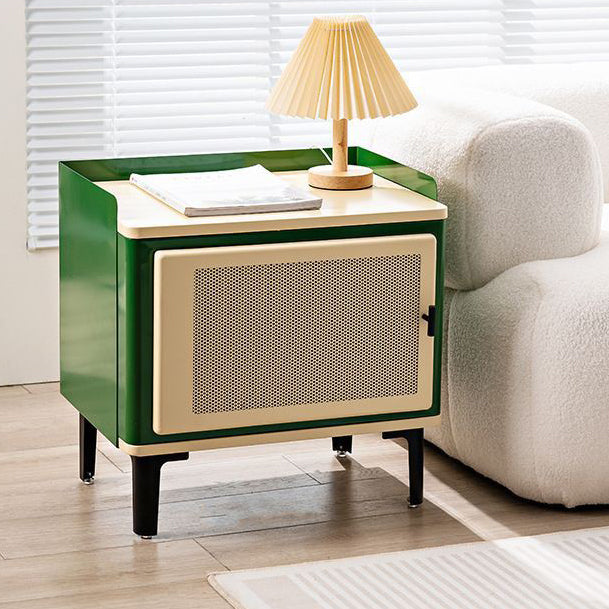 Contemporary Scandinavian Rectangular Square Wood Panel Nightstand 1-Cabinet For Bedroom