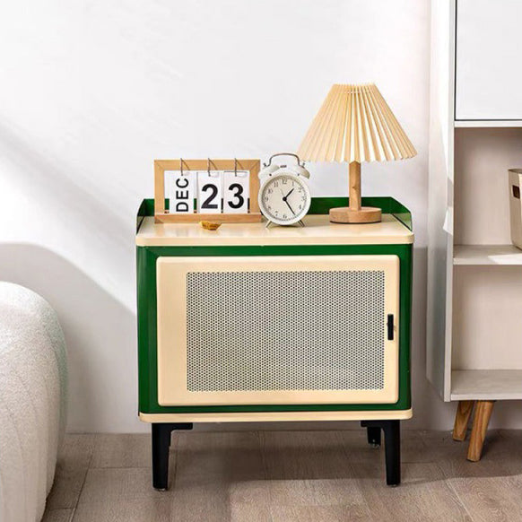 Contemporary Scandinavian Rectangular Square Wood Panel Nightstand 1-Cabinet For Bedroom