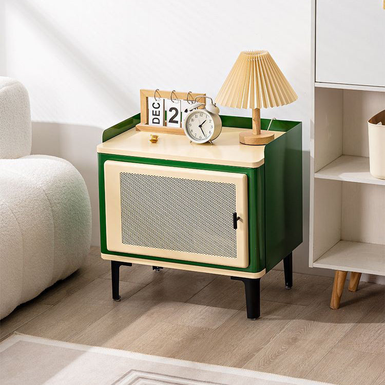 Contemporary Scandinavian Rectangular Square Wood Panel Nightstand 1-Cabinet For Bedroom