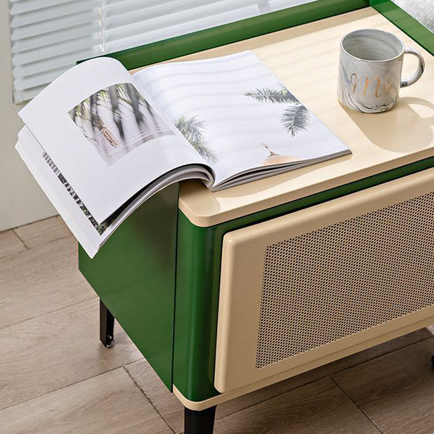 Contemporary Scandinavian Rectangular Square Wood Panel Nightstand 1-Cabinet For Bedroom