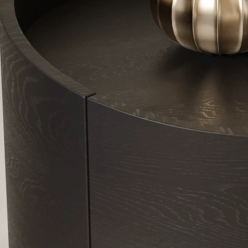 Modern Minimalist Cylinder Solid Wood High Density Panel Nightstand 1-Drawer For Bedroom