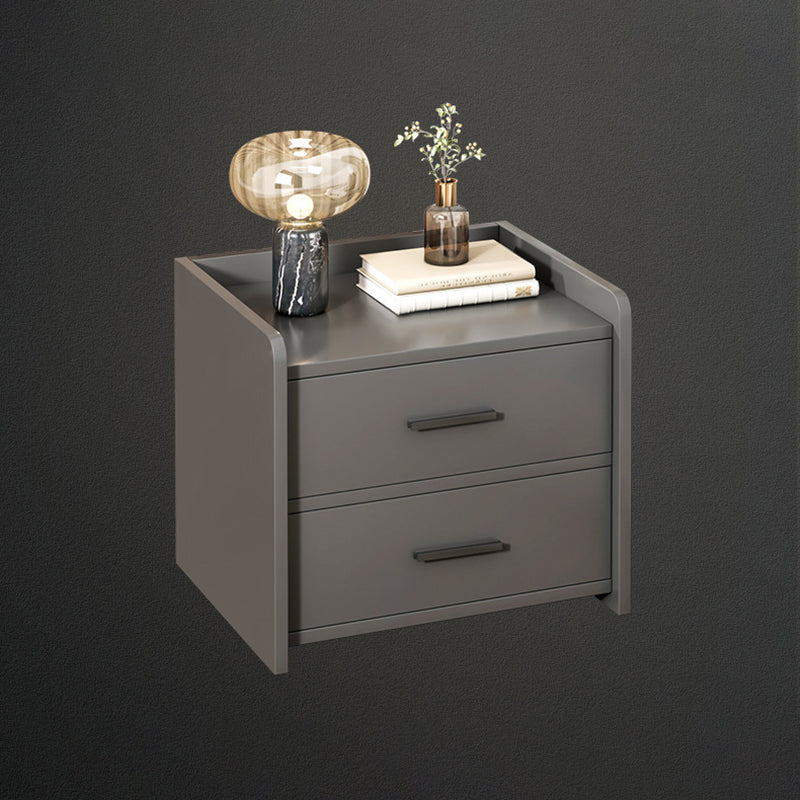 Modern Minimalist Rectangular Solid Wood High Density Panel Nightstand 2-Drawer For Bedroom