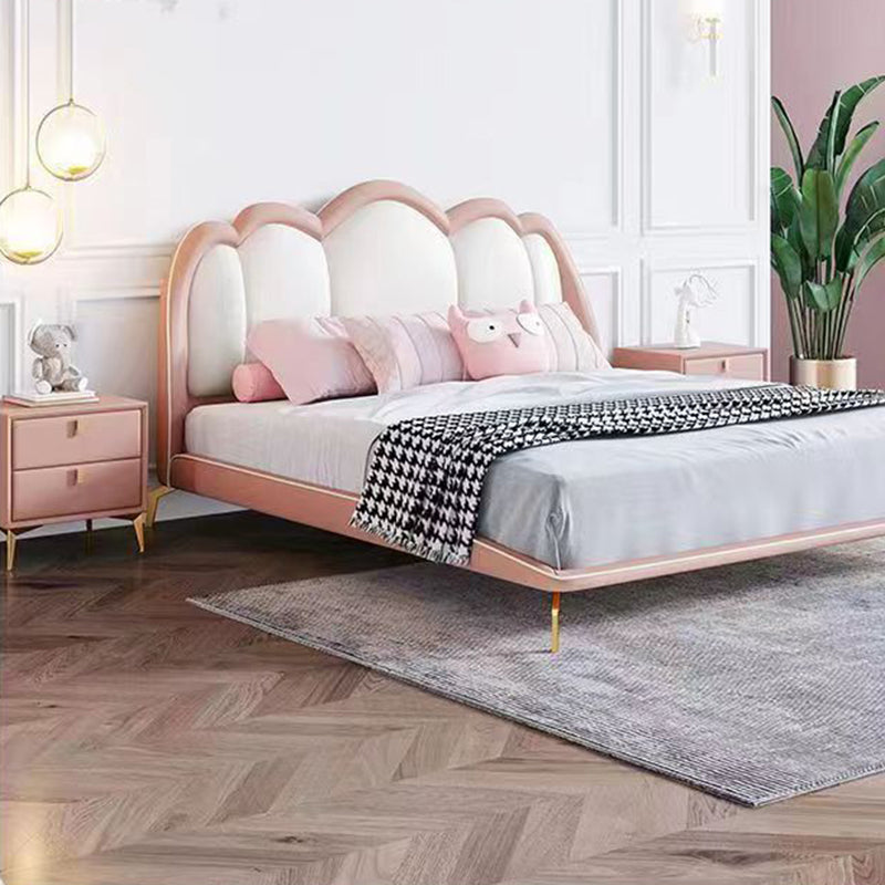 Contemporary Scandinavian Rectangular Solid Wood Microfiber Leather Metal Hardware Nightstand 2-Drawer For Bedroom