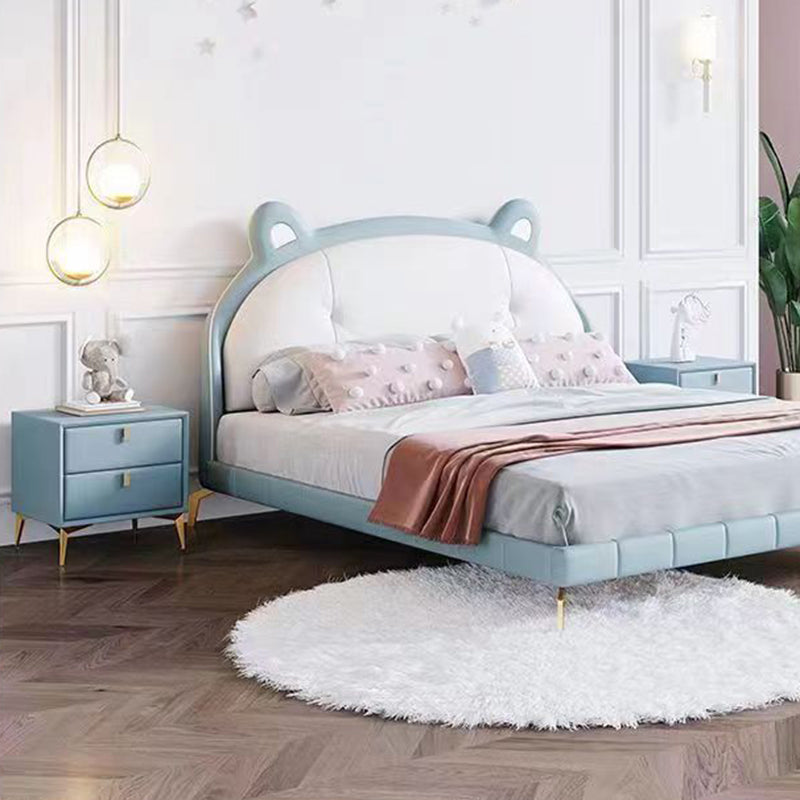 Contemporary Scandinavian Rectangular Solid Wood Microfiber Leather Metal Hardware Nightstand 2-Drawer For Bedroom