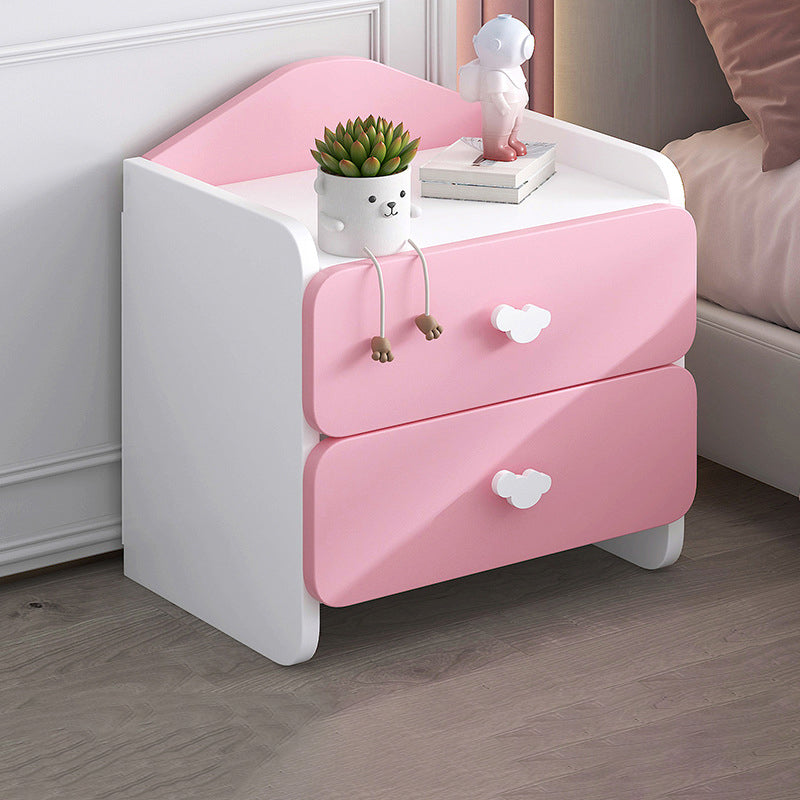 Modern Eclectic Kids Rectangular Panel Nightstand 1/2 Drawer For Bedroom