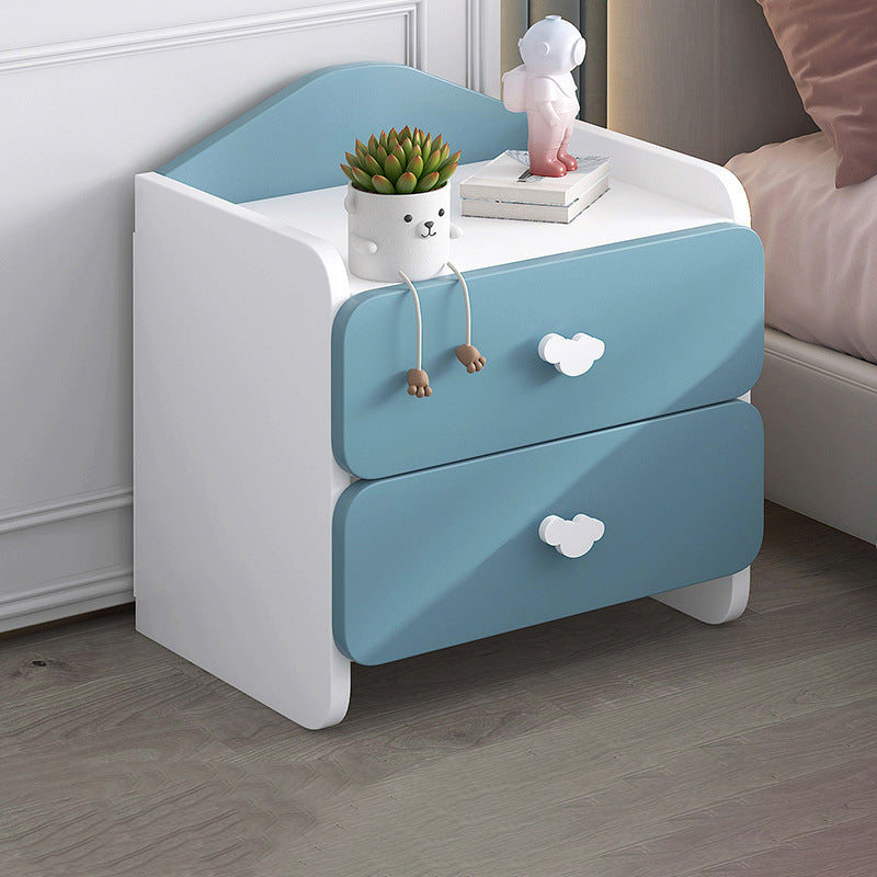 Modern Eclectic Kids Rectangular Panel Nightstand 1/2 Drawer For Bedroom
