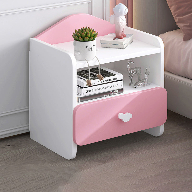 Modern Eclectic Kids Rectangular Panel Nightstand 1/2 Drawer For Bedroom