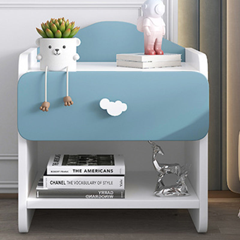 Modern Eclectic Kids Rectangular Panel Nightstand 1/2 Drawer For Bedroom