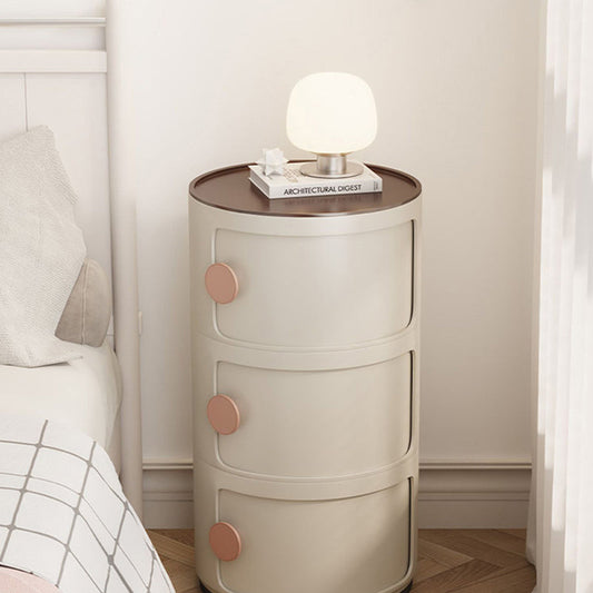 現代的なスカンジナビアの丸型プラスチックナイトスタンド 3つの収納付き寝室用