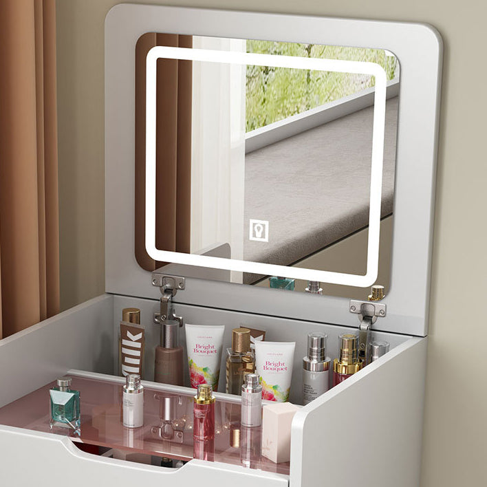 Modern Minimalist Rectangular Glass Board Makeup Vanity 3-Drawer For Bedroom