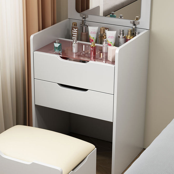 Modern Minimalist Rectangular Glass Board Makeup Vanity 3-Drawer For Bedroom