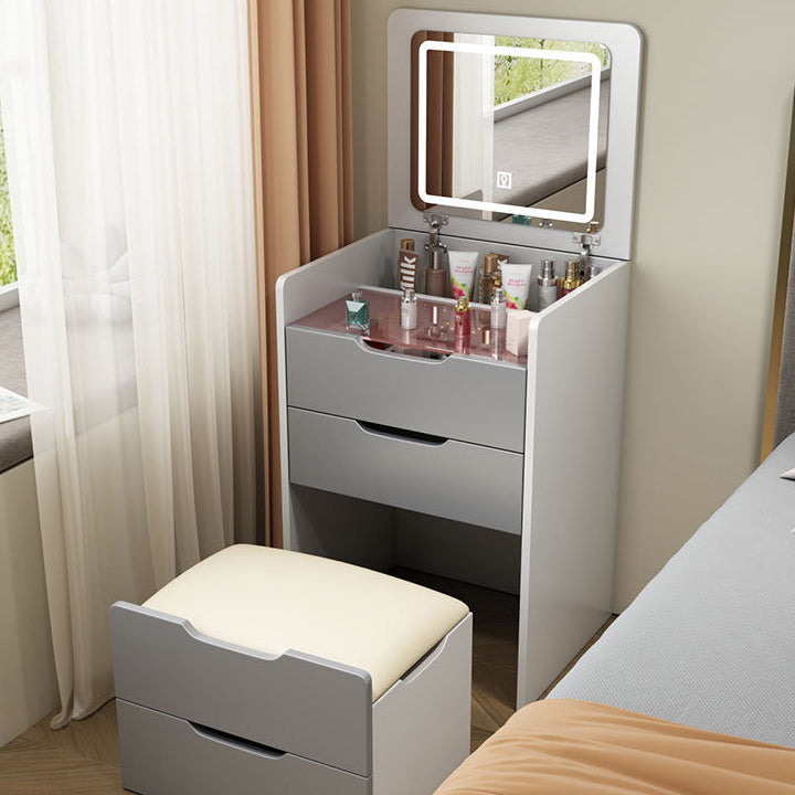 Modern Minimalist Rectangular Glass Board Makeup Vanity 3-Drawer For Bedroom