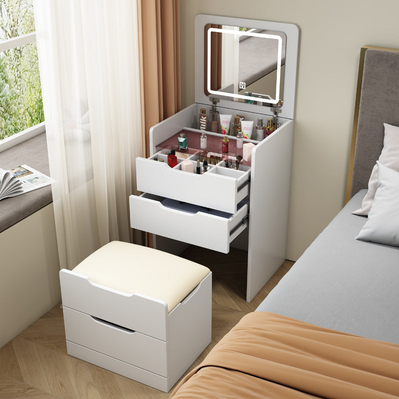 Modern Minimalist Rectangular Glass Board Makeup Vanity 3-Drawer For Bedroom