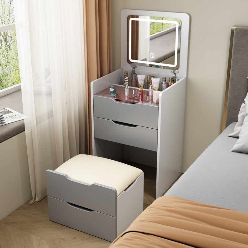 Modern Minimalist Rectangular Glass Board Makeup Vanity 3-Drawer For Bedroom