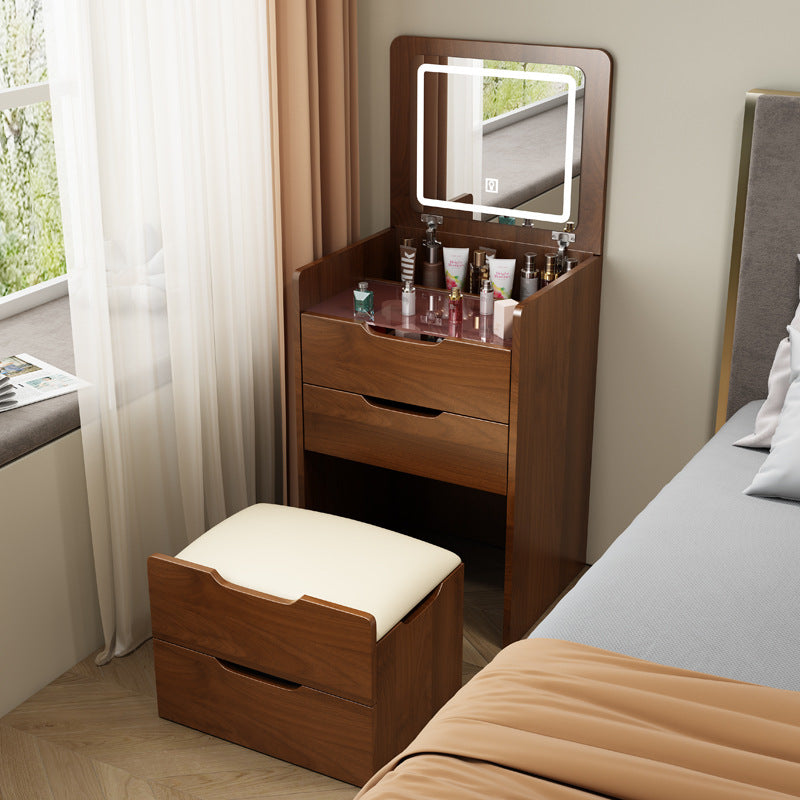 Modern Minimalist Rectangular Glass Board Makeup Vanity 3-Drawer For Bedroom