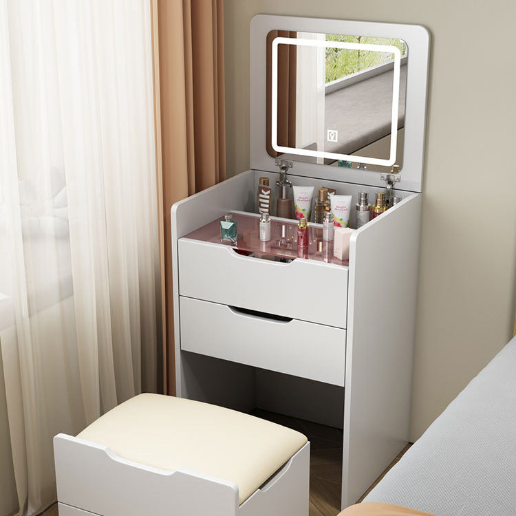 Modern Minimalist Rectangular Glass Board Makeup Vanity 3-Drawer For Bedroom