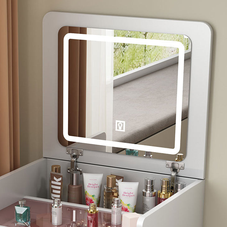 Modern Minimalist Rectangular Glass Board Makeup Vanity 3-Drawer For Bedroom