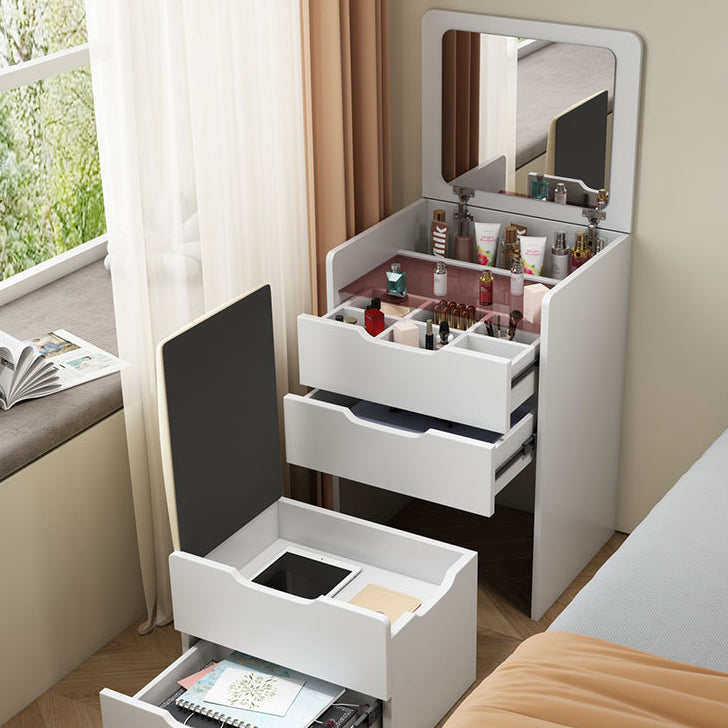 Modern Minimalist Rectangular Glass Board Makeup Vanity 3-Drawer For Bedroom