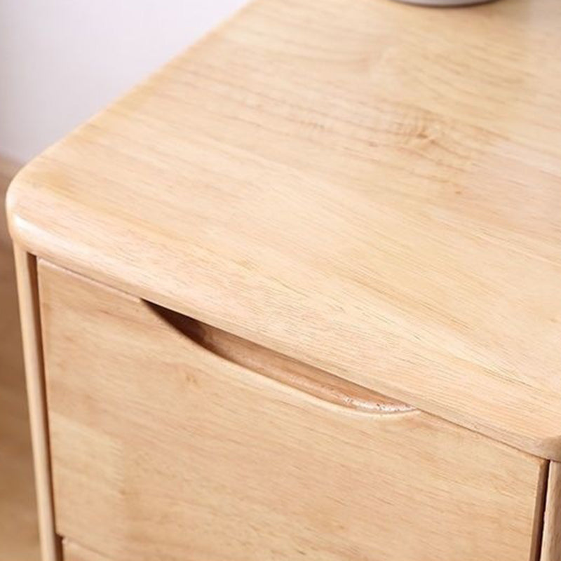 Contemporary Scandinavian Rectangular Solid Wood Nightstand 3-Drawer For Bedroom