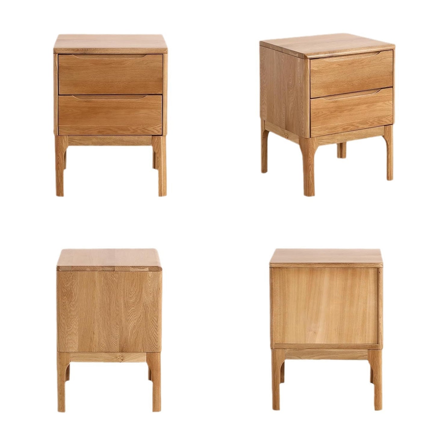 Modern Simplicity Rectangular Solid Wood Nightstand 2-Drawer For Bedroom