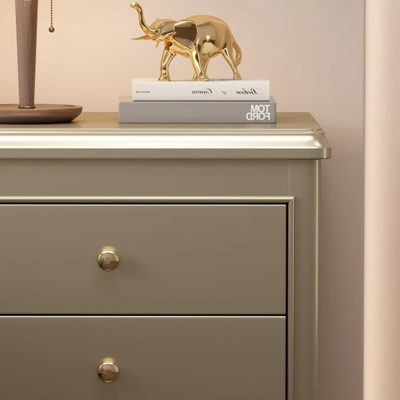 Traditional French Panels Champagne Gold Nightstand With Cabriole Legs 2-Drawer For Bedroom