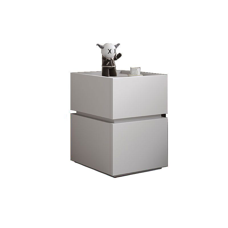 Modern Luxury Ultra Narrow Rectangular Tabletop Solid Wood Nightstand 2-Drawer For Bedroom