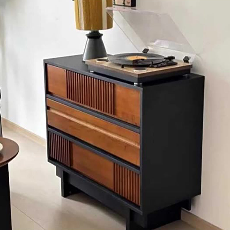 Traditional Vintage Rectangular Solid Wood Rubberwood & Solid Wood Multi-Layer Board Storage Cabinet 3-Cabinet For Bedroom