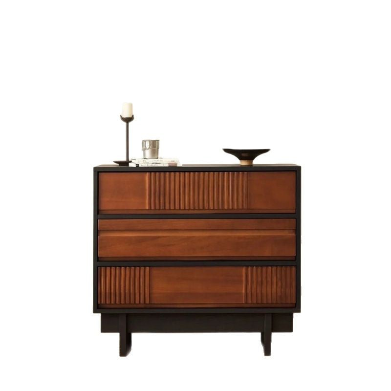 Traditional Vintage Rectangular Solid Wood Rubberwood & Solid Wood Multi-Layer Board Storage Cabinet 3-Cabinet For Bedroom