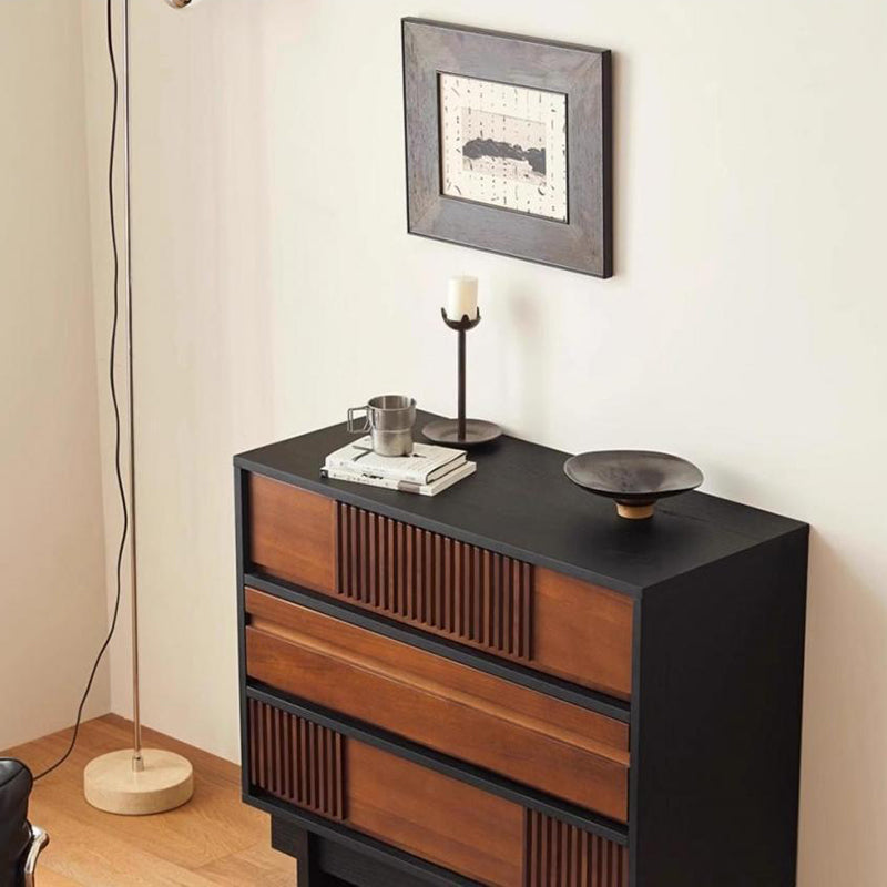 Traditional Vintage Rectangular Solid Wood Rubberwood & Solid Wood Multi-Layer Board Storage Cabinet 3-Cabinet For Bedroom