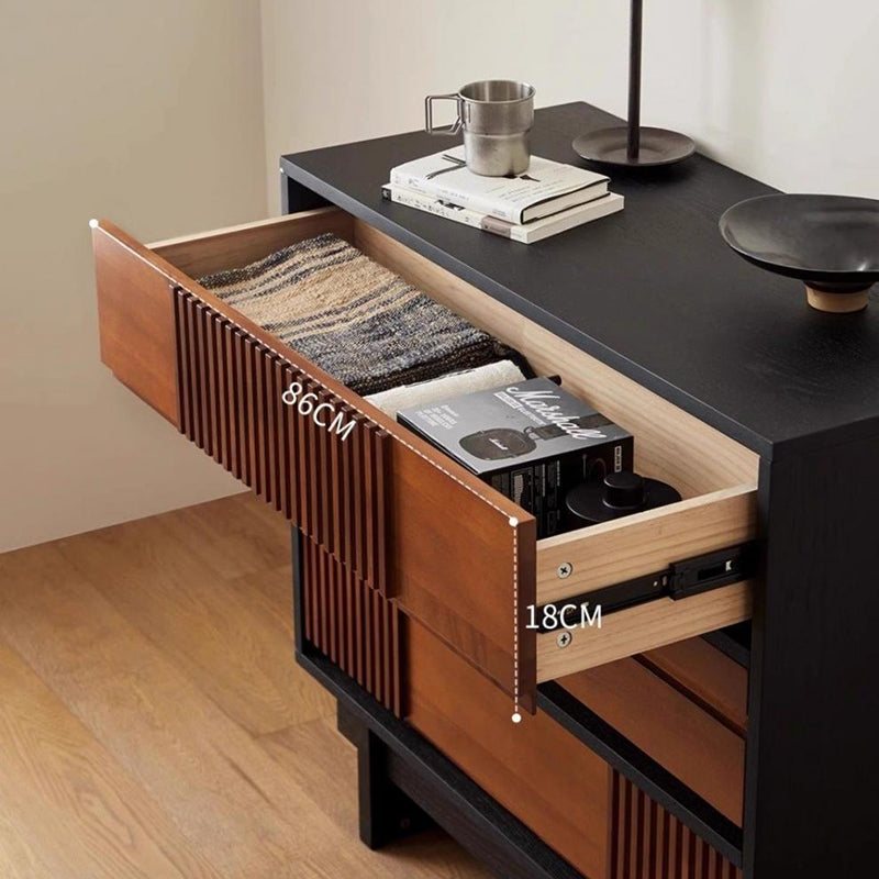 Traditional Vintage Rectangular Solid Wood Rubberwood & Solid Wood Multi-Layer Board Storage Cabinet 3-Cabinet For Bedroom
