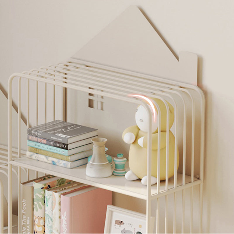Modern Minimalist Large Capacity House Shape Iron Kids Floor-Standing Bookshelf 2/3-Shelf For Study