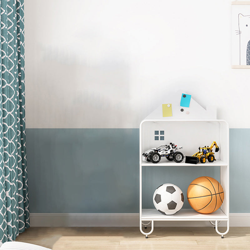 Modern Minimalist Large Capacity House Shape Iron Kids Floor-Standing Bookshelf 2/3-Shelf For Study