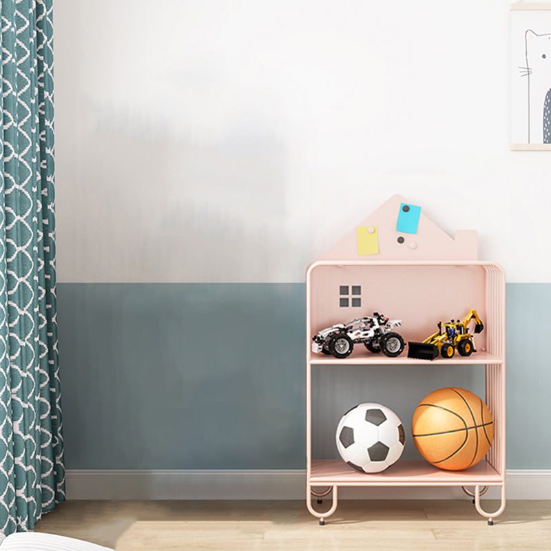 Modern Minimalist Large Capacity House Shape Iron Kids Floor-Standing Bookshelf 2/3-Shelf For Study
