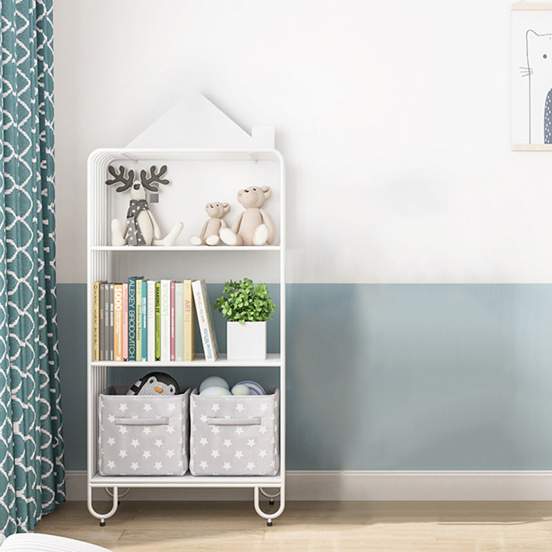 Modern Minimalist Large Capacity House Shape Iron Kids Floor-Standing Bookshelf 2/3-Shelf For Study