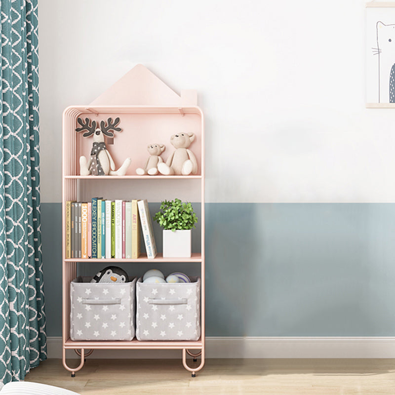 Modern Minimalist Large Capacity House Shape Iron Kids Floor-Standing Bookshelf 2/3-Shelf For Study