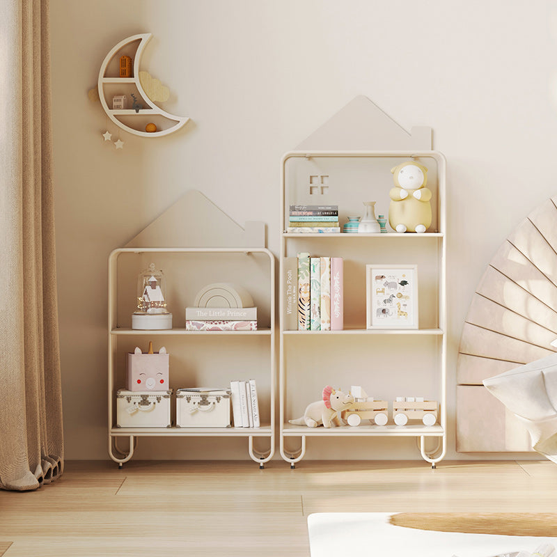 Modern Minimalist Large Capacity House Shape Iron Kids Floor-Standing Bookshelf 2/3-Shelf For Study