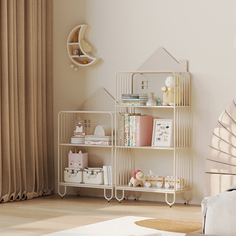Modern Minimalist Large Capacity House Shape Iron Kids Floor-Standing Bookshelf 2/3-Shelf For Study