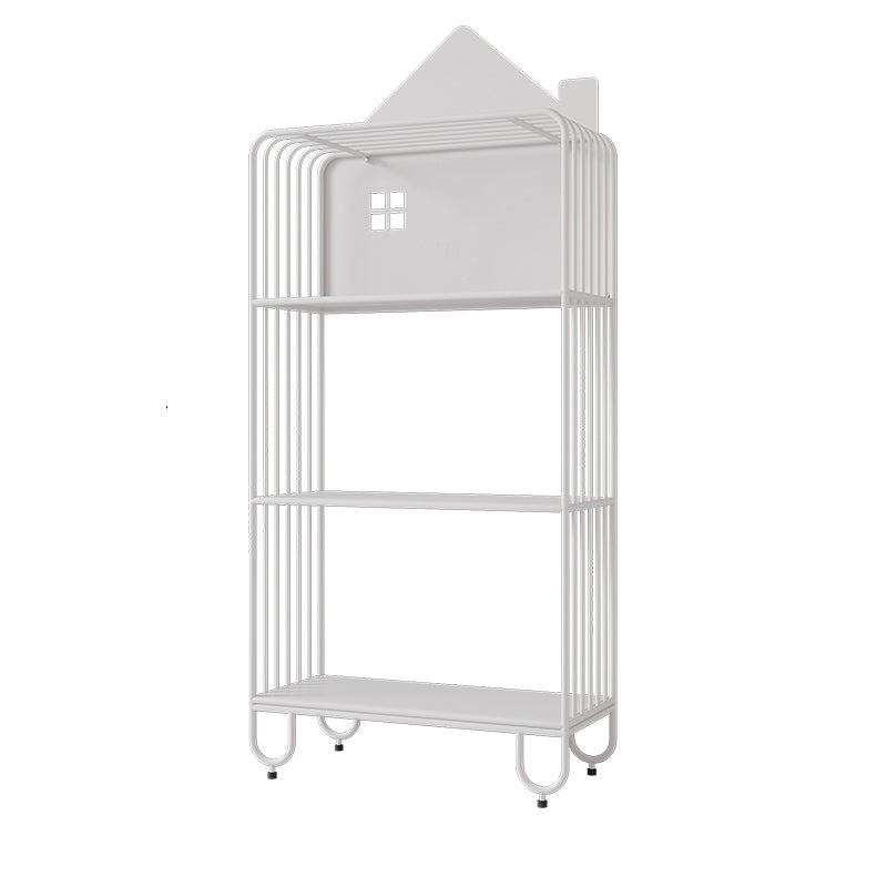 Modern Minimalist Large Capacity House Shape Iron Kids Floor-Standing Bookshelf 2/3-Shelf For Study