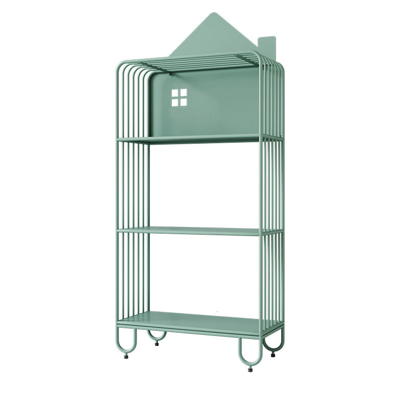 Modern Minimalist Large Capacity House Shape Iron Kids Floor-Standing Bookshelf 2/3-Shelf For Study