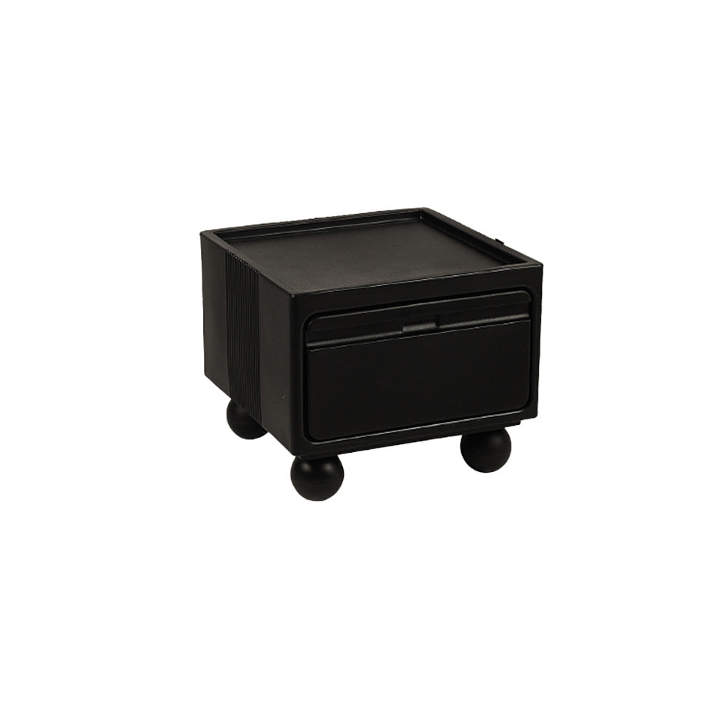 Contemporary Scandinavian PE ABS Square Nightstand 1-Drawer For Bedroom
