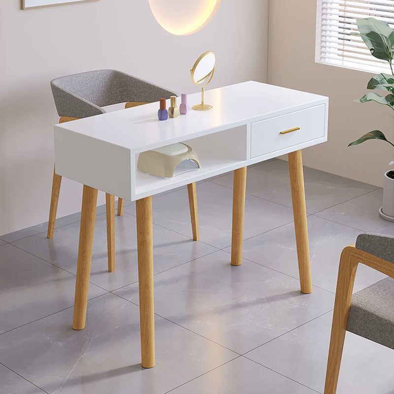 Modern Minimalist Wood Particle Board Rectangular Nail Desk 2-Cabinet For Bedroom