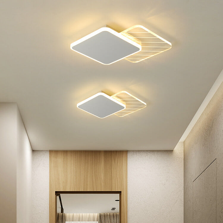 Modern Light Luxury Geometry Iron Acrylic LED Flush Mount Lighting