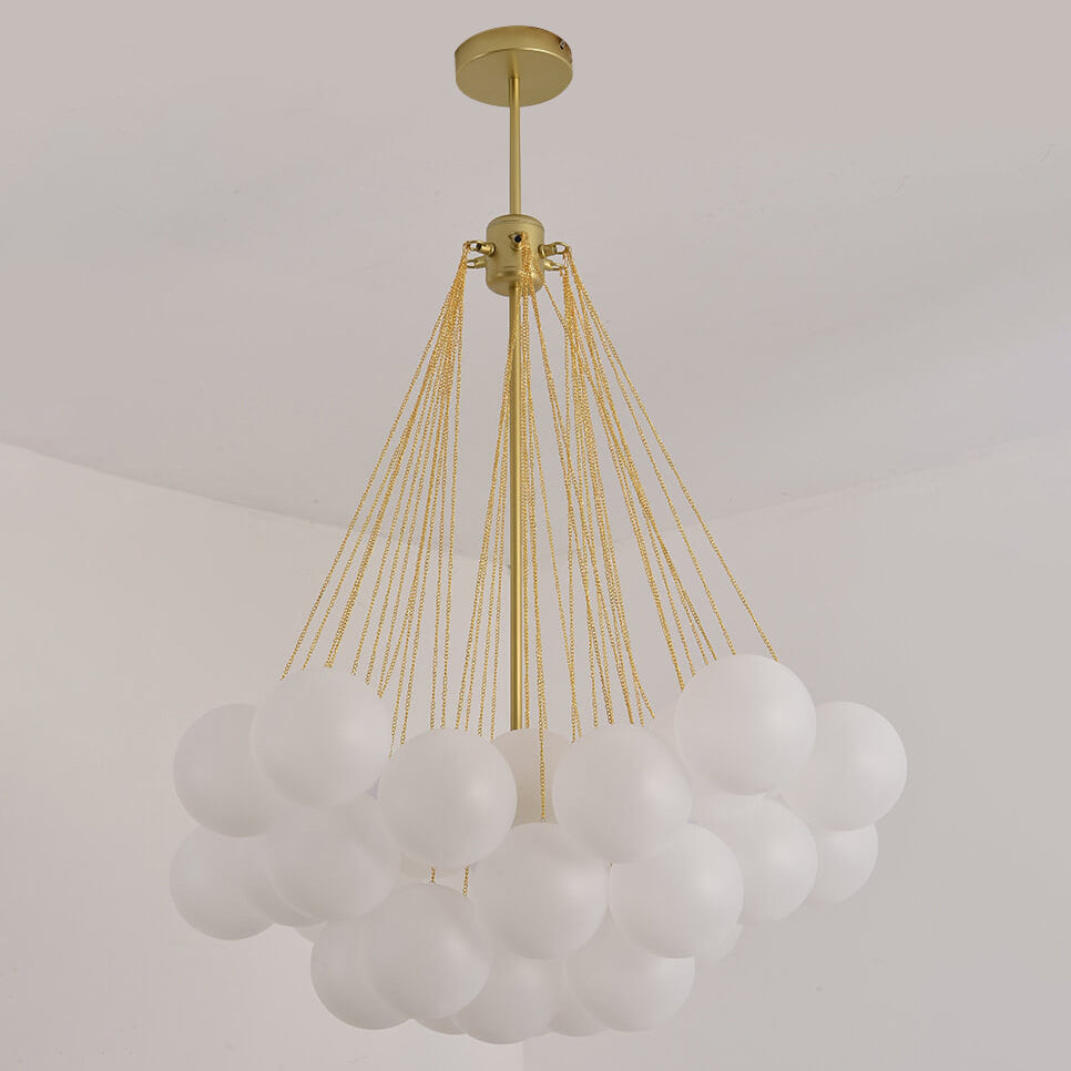 Nordic Minimalist Solid Color Round Ball Hardware Glass 3-Light Chandelier