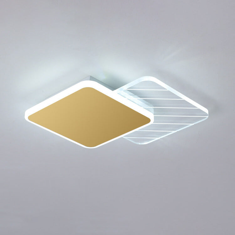 Modern Light Luxury Geometry Iron Acrylic LED Flush Mount Lighting