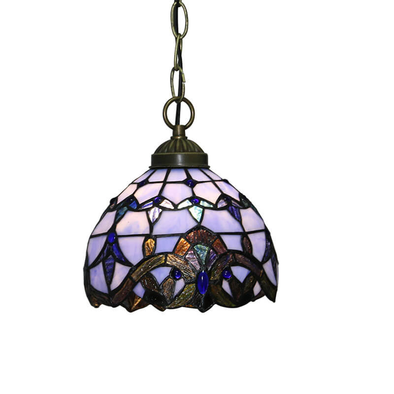 European Tiffany Purple Baroque Dome 1-Light Pendant Light