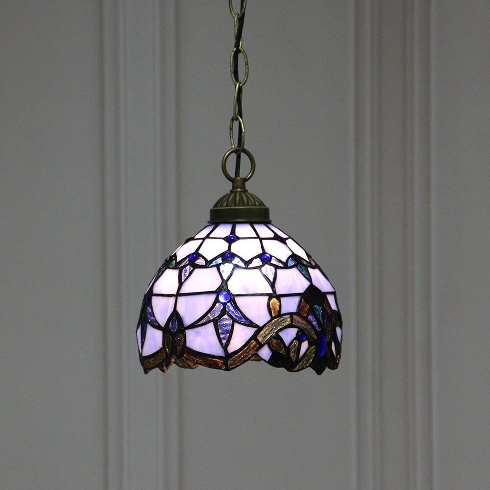 European Tiffany Purple Baroque Dome 1-Light Pendant Light