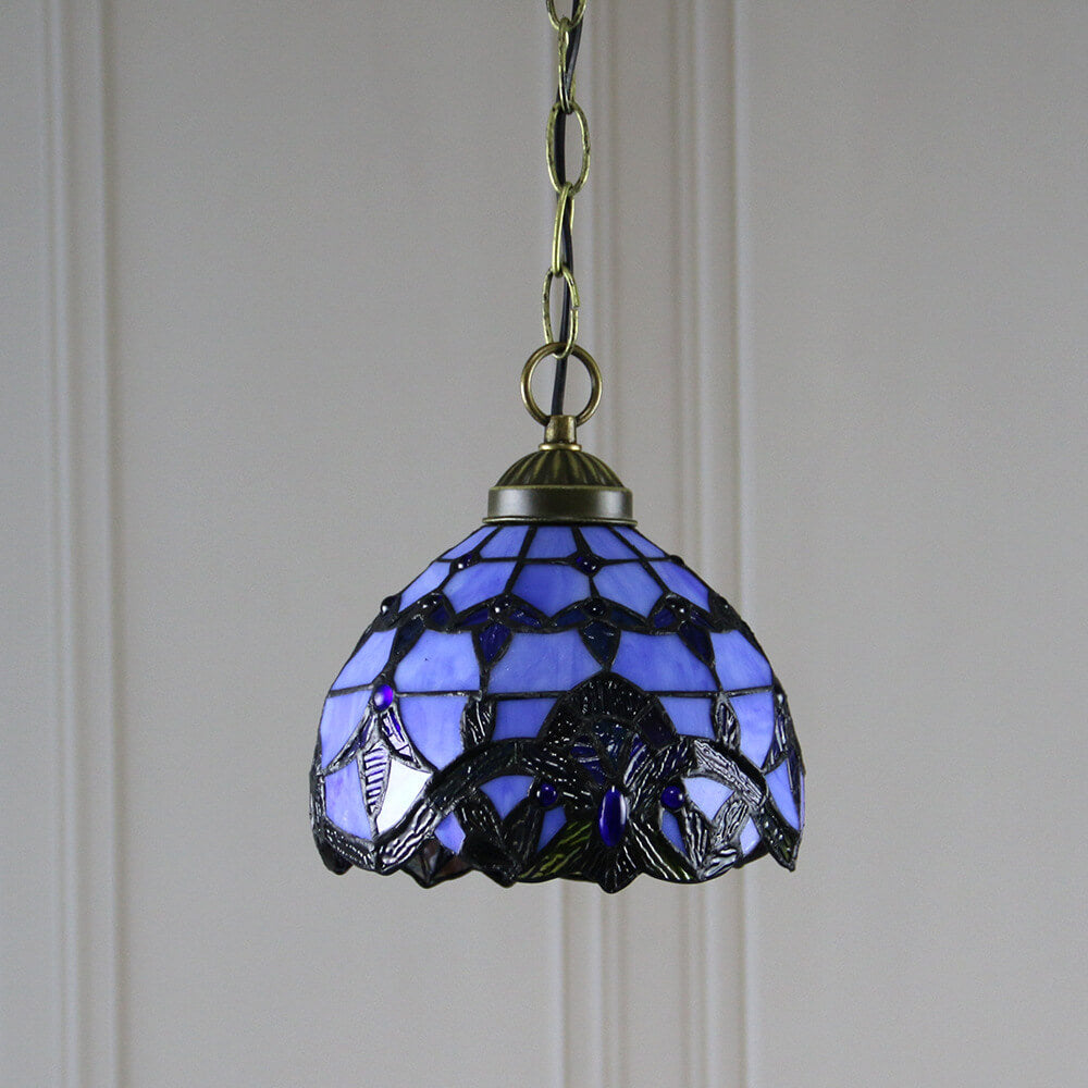 European Tiffany Purple Baroque Dome 1-Light Pendant Light