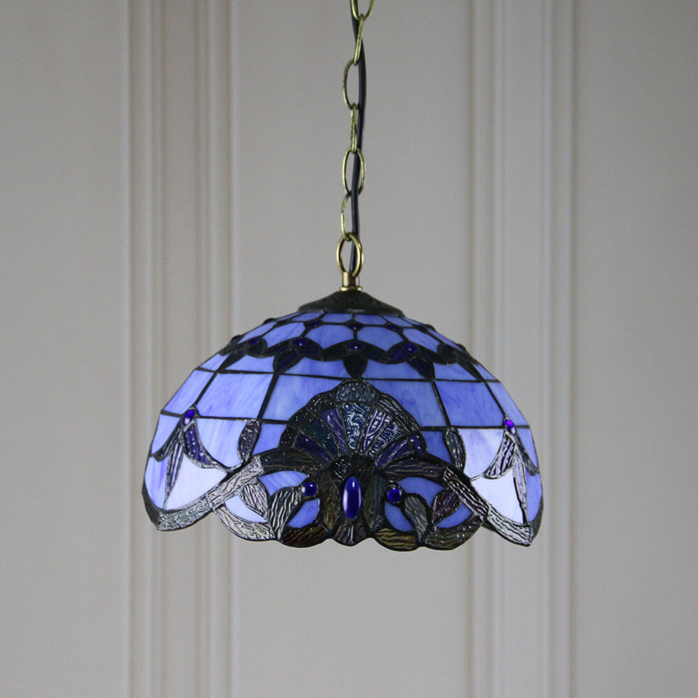 European Tiffany Purple Baroque Dome 1-Light Pendant Light