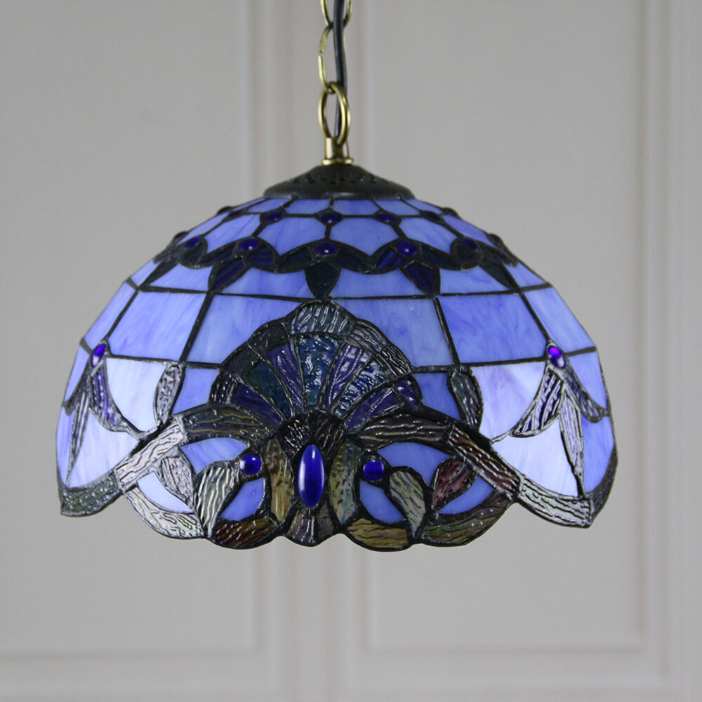 European Tiffany Purple Baroque Dome 1-Light Pendant Light